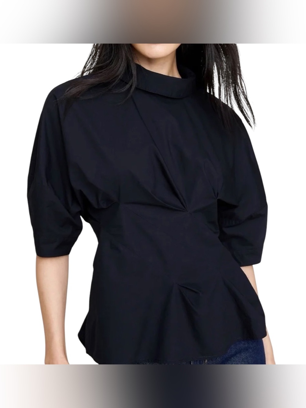 NWT Banana Republic Collared Pleated Asymmetrical Wrap Blouse Large Petite